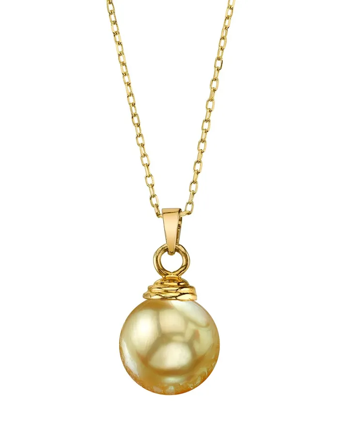Golden South Sea Classic Solitaire Pearl Pendant spt Necklaces