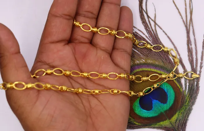Handmade 22kt ct yellow gold gorgeous design link chain indian tribal design necklace gifting jewelry ch189 TRIBAL ORNAMENTS Necklaces