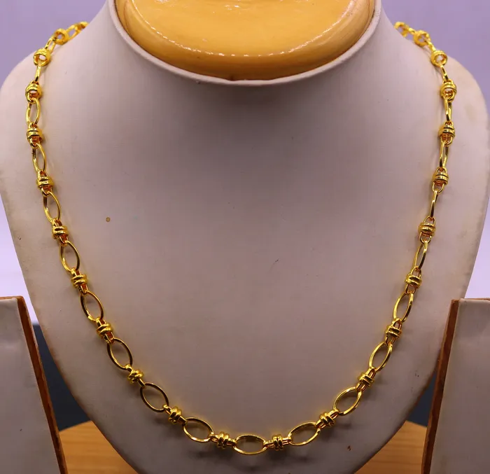 Handmade 22kt ct yellow gold gorgeous design link chain indian tribal design necklace gifting jewelry ch189 TRIBAL ORNAMENTS Necklaces