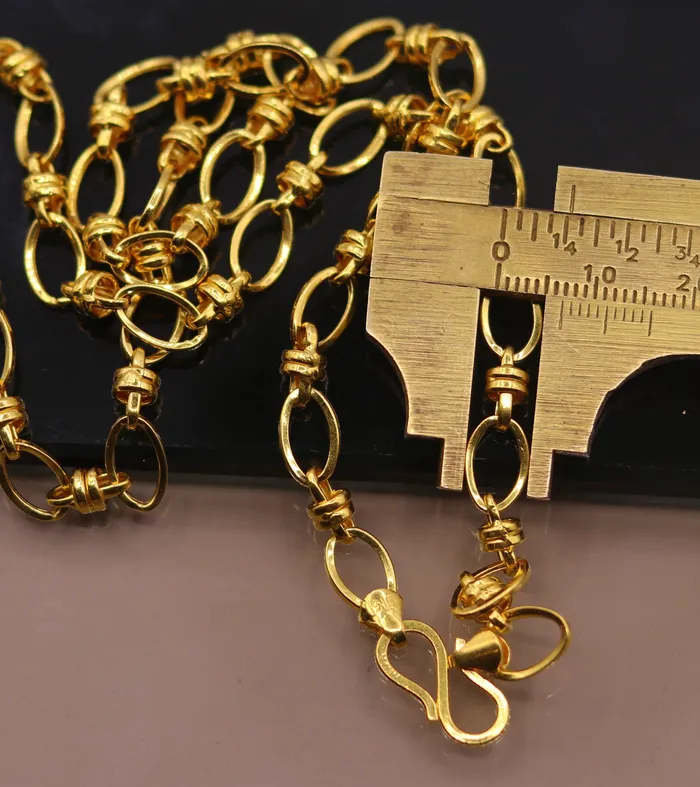 Handmade 22kt ct yellow gold gorgeous design link chain indian tribal design necklace gifting jewelry ch189 TRIBAL ORNAMENTS Necklaces