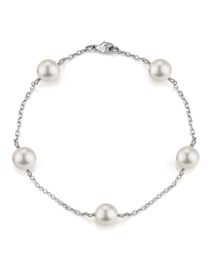 Japanese Akoya White Pearl Tincup Bracelet spt Bracelets