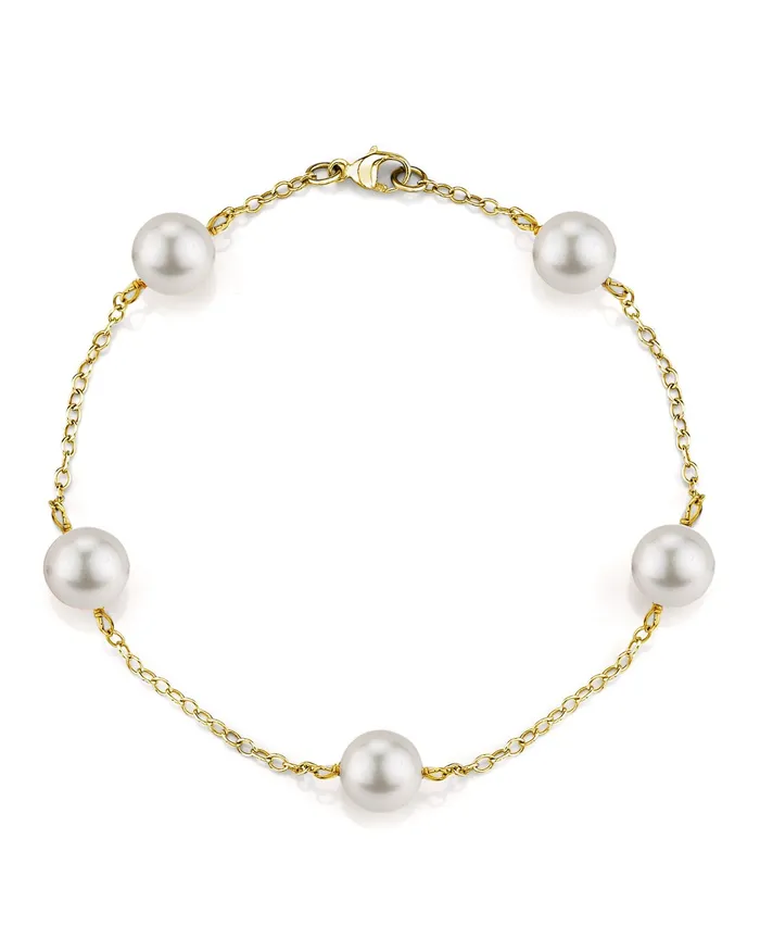 Japanese Akoya White Pearl Tincup Bracelet spt Bracelets