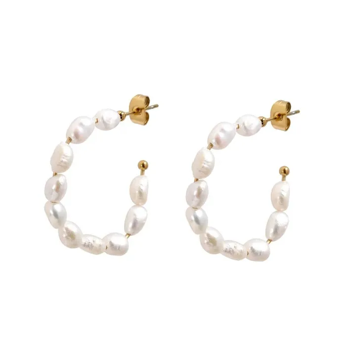 Jewelvers 18K GoldFilled Baroque Pearl Hoop Earrings Earrings