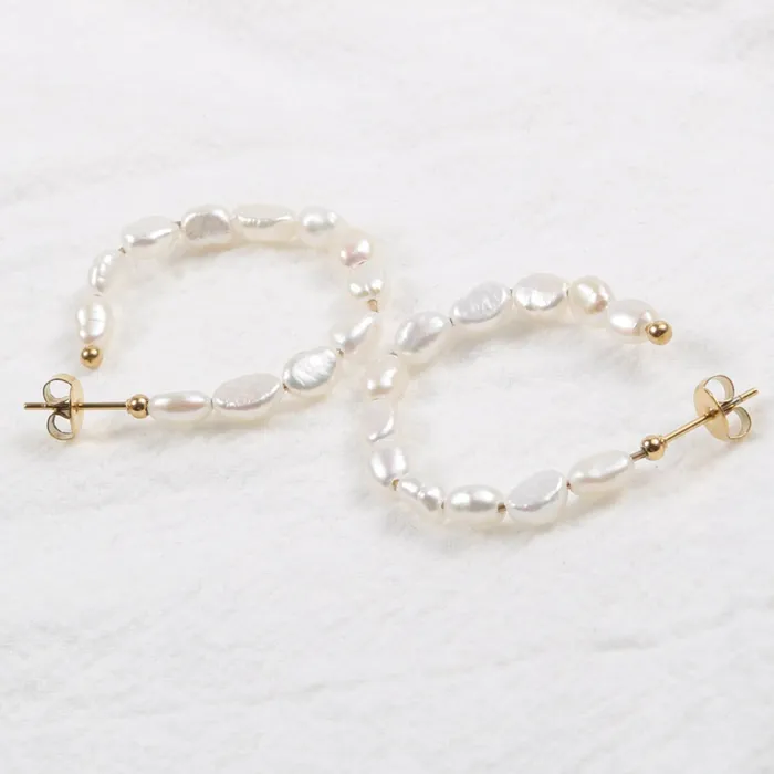 Jewelvers 18K GoldFilled Baroque Pearl Hoop Earrings Earrings