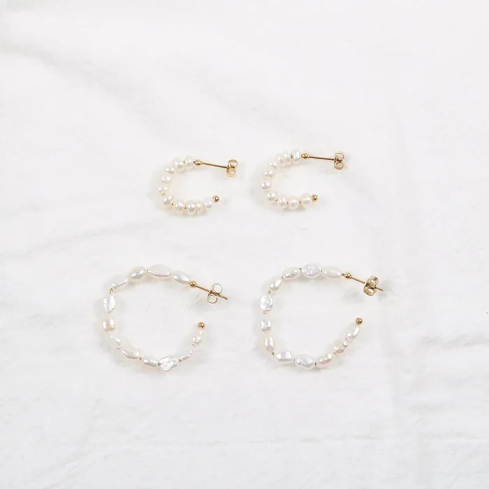 Jewelvers 18K GoldFilled Baroque Pearl Hoop Earrings Earrings