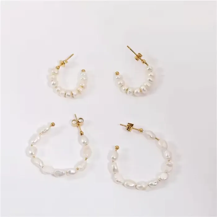 Jewelvers 18K GoldFilled Baroque Pearl Hoop Earrings Earrings