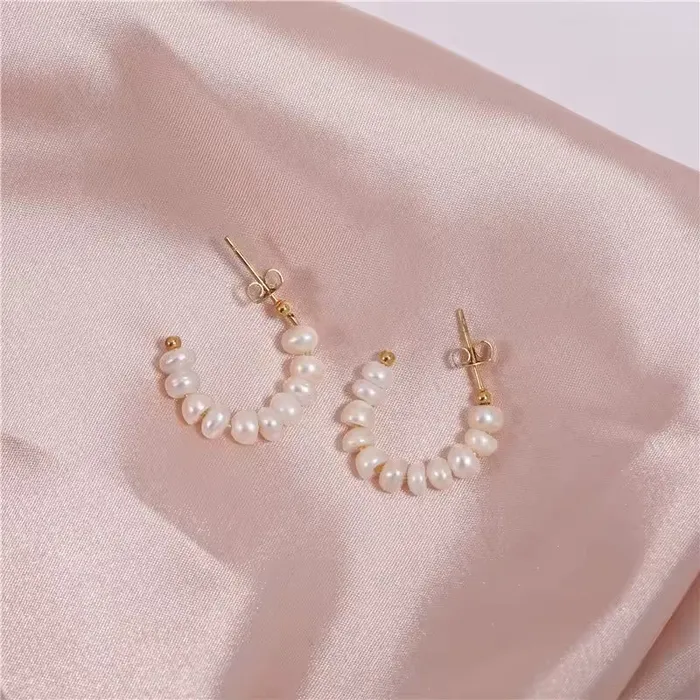 Jewelvers 18K GoldFilled Baroque Pearl Hoop Earrings Earrings