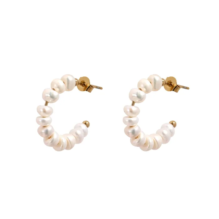 Jewelvers 18K GoldFilled Baroque Pearl Hoop Earrings Earrings