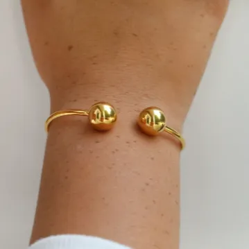 Jewelvers Bracelets 18k GoldFilled Ball Open Cuff Bangle Jewelvers Bracelets 18k GoldFilled Ball Open Cuff Bangle