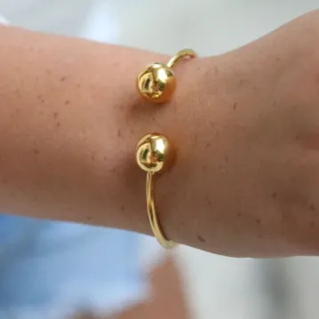 Jewelvers Bracelets 18k GoldFilled Ball Open Cuff Bangle Jewelvers Bracelets 18k GoldFilled Ball Open Cuff Bangle