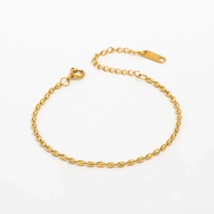 Jewelvers Bracelets 18K GoldFilled Oval Beaded Bracelet