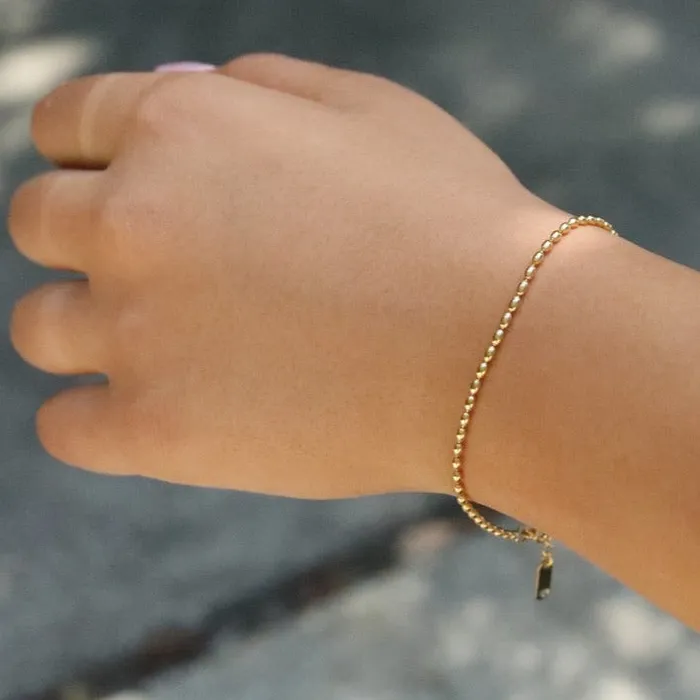 Jewelvers Bracelets 18K GoldFilled Oval Beaded Bracelet Jewelvers Bracelets 18K GoldFilled Oval Beaded Bracelet