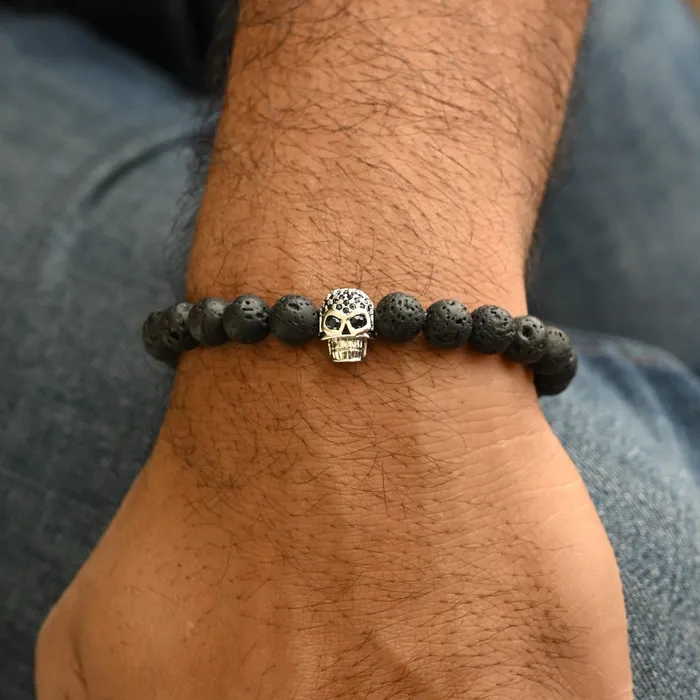 Jewelvers Bracelets Black Lava Bracelet Skull Stretch Bracelet Men Bracelet Jewelvers Bracelets Black Lava Bracelet Skull Stretch Bracelet Men Bracelet