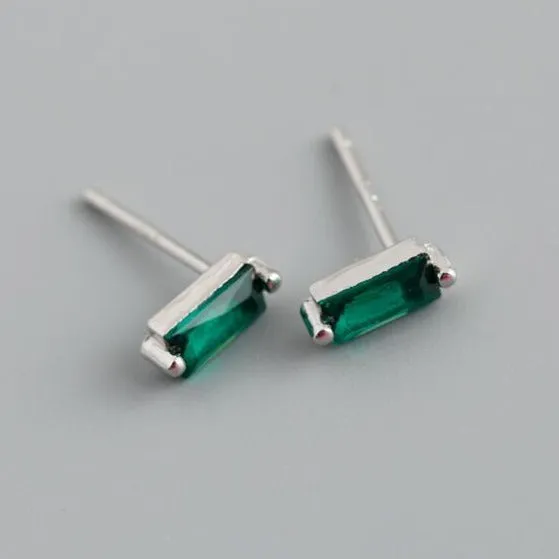 Jewelvers Earrings 18K GoldFilled and 925 Sterling Silver Baguette Stud Earrings