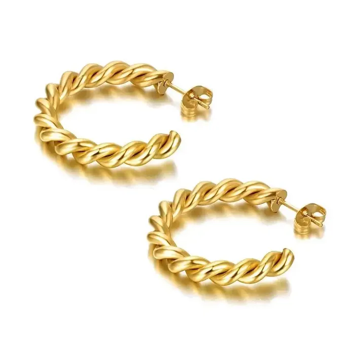 Jewelvers Earrings 18K GoldFilled Twisted Rope Earrings