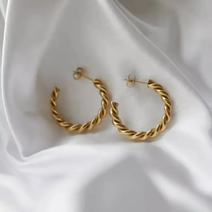Jewelvers Earrings 18K GoldFilled Twisted Rope Earrings Jewelvers Earrings 18K GoldFilled Twisted Rope Earrings