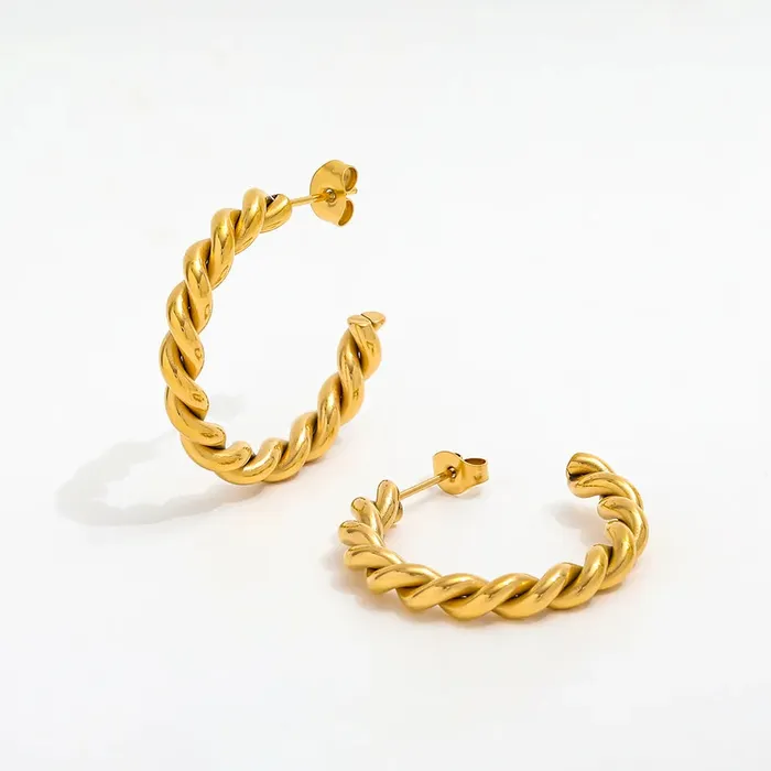 Jewelvers Earrings 18K GoldFilled Twisted Rope Earrings Jewelvers Earrings 18K GoldFilled Twisted Rope Earrings