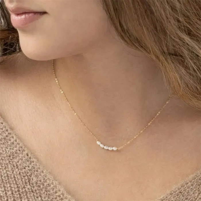 Jewelvers Necklaces 14K GoldFilled Dainty Dainty Natural Freshwater Pearl Necklace Jewelvers Necklaces 14K GoldFilled Dainty Dainty Natural Freshwater Pearl Necklace