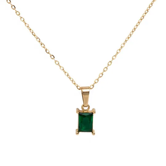 Jewelvers Necklaces 18K GoldFilled Baguette Pendant Necklace