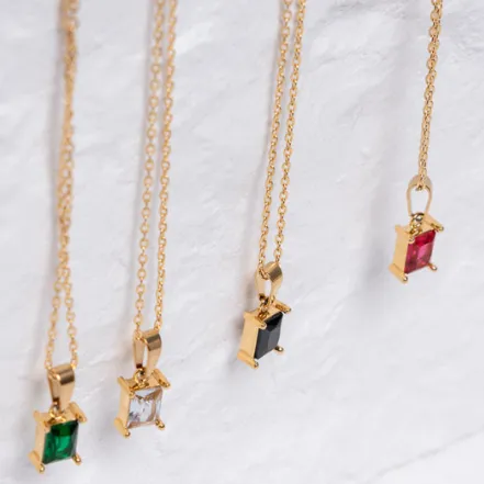 Jewelvers Necklaces 18K GoldFilled Baguette Pendant Necklace Jewelvers Necklaces 18K GoldFilled Baguette Pendant Necklace