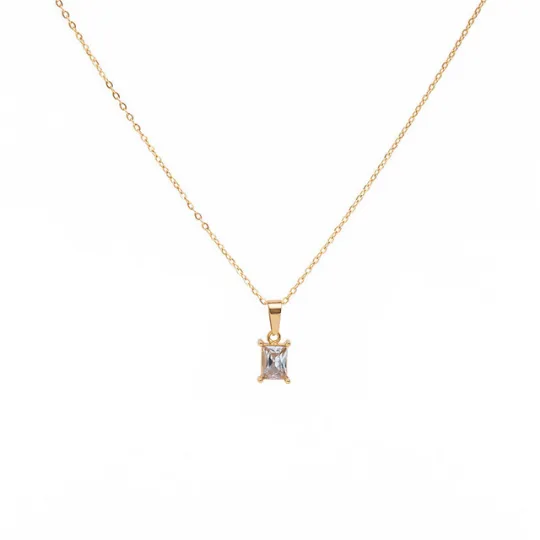 Jewelvers Necklaces 18K GoldFilled Baguette Pendant Necklace Jewelvers Necklaces 18K GoldFilled Baguette Pendant Necklace