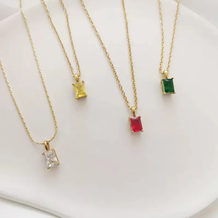 Jewelvers Necklaces 18K GoldFilled Baguette Pendant Necklace Jewelvers Necklaces 18K GoldFilled Baguette Pendant Necklace