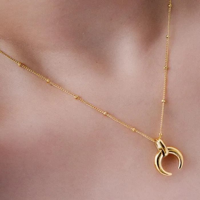Jewelvers Necklaces 18K GoldFilled Moon Pendant Necklace
