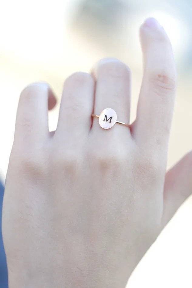 Jewelvers Rings Personalized Gold Ring Custom Engraved Initial Ring Disc Ring Jewelvers Rings Personalized Gold Ring Custom Engraved Initial Ring Disc Ring