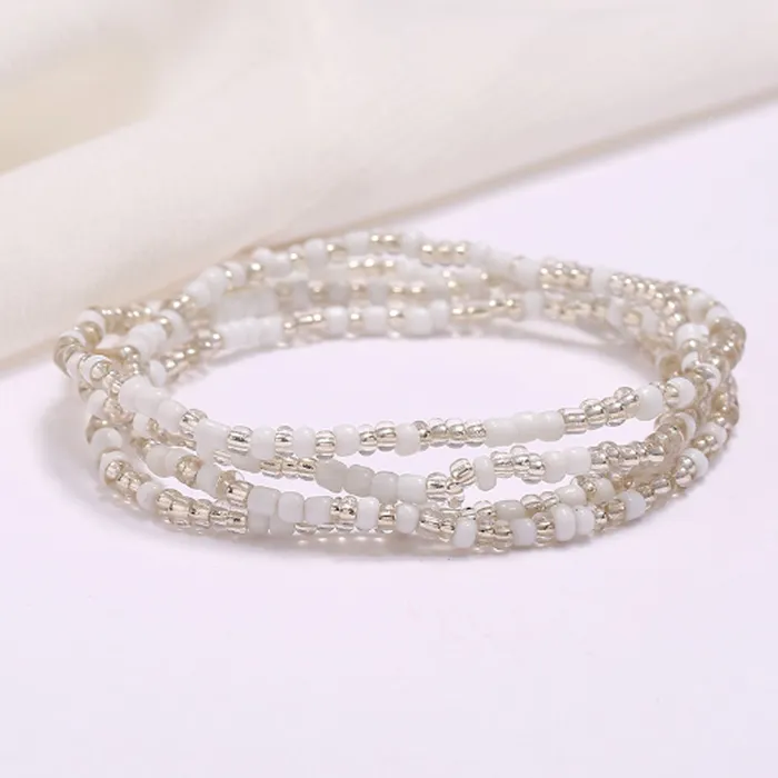 Jewelvers Rings Slimming Elastic Waist Band White Waist Beads African Waist Beads