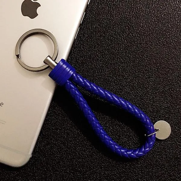 K31 Royal Blue Leather Keychain 01 Rings