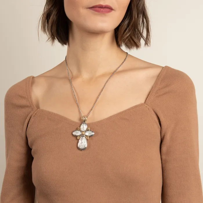 Konstantino Necklaces PreOwned Konstantino MotherofPearl Cross Enhancer