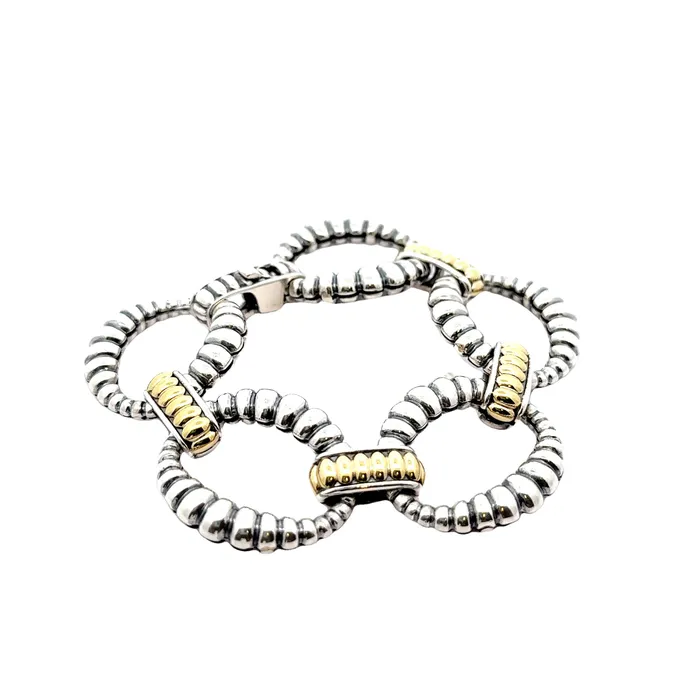 Lagos Bracelets PreOwned Lagos TwoTone Large Oval Link Bracelet
