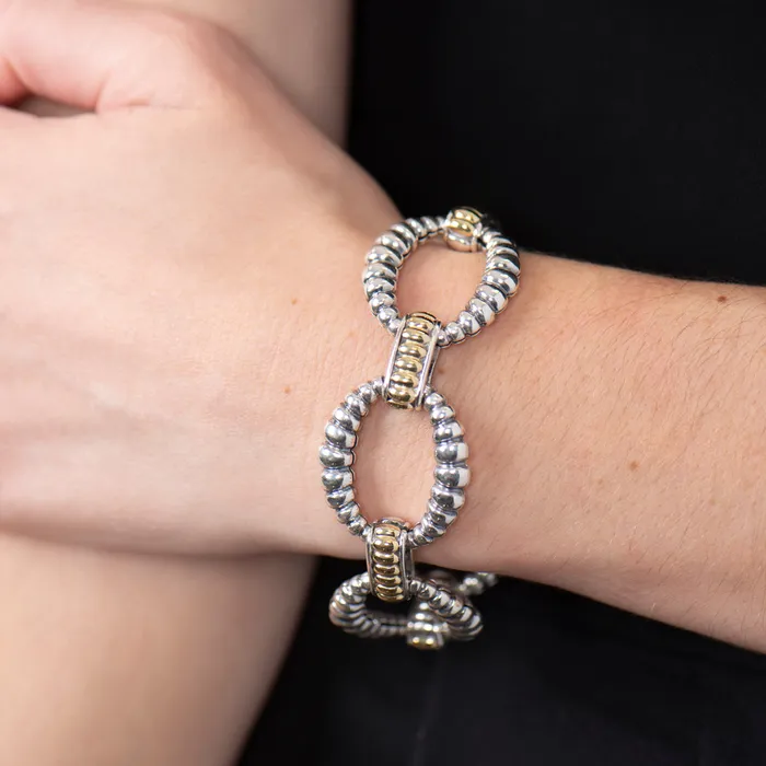 Lagos Bracelets PreOwned Lagos TwoTone Large Oval Link Bracelet