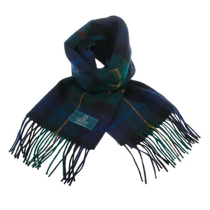 Lambswool Scottish Tartan Clan Scarf MATHESONYOUNG Gold Brothers Earrings