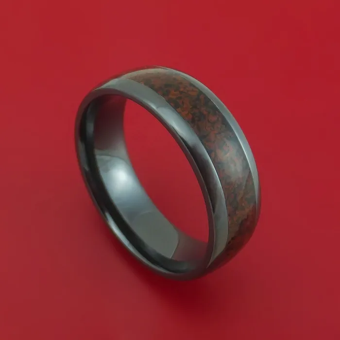 Lashbrook Black Zirconium Ring with Dinosaur Bone Inlay Custom Made Band Rings Lashbrook Black Zirconium Ring with Dinosaur Bone Inlay Custom Made Band Rings