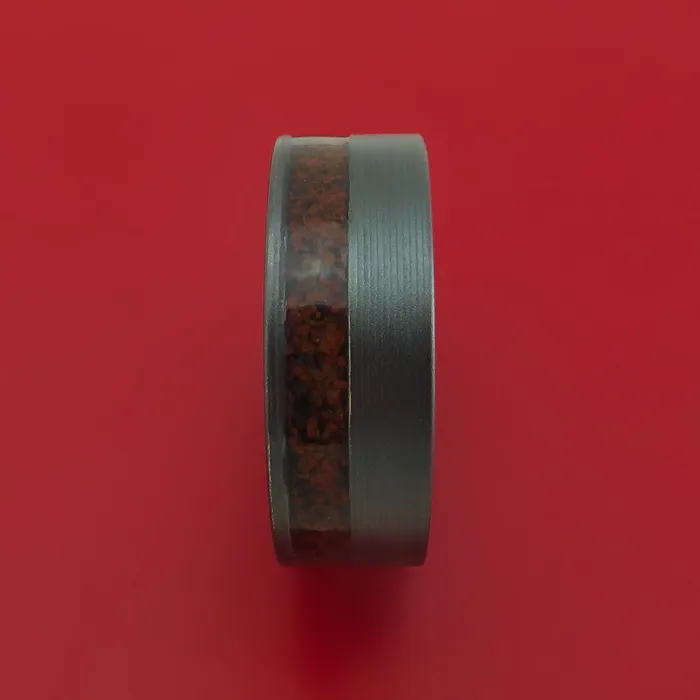 Lashbrook Rings Black Zirconium Ring with Dinosaur Bone Inlay Custom Made Band Lashbrook Rings Black Zirconium Ring with Dinosaur Bone Inlay Custom Made Band