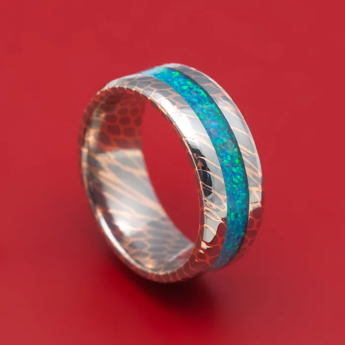 Lashbrook Rings Superconductor Mens Ring with Opal Inlay Custom Made Band