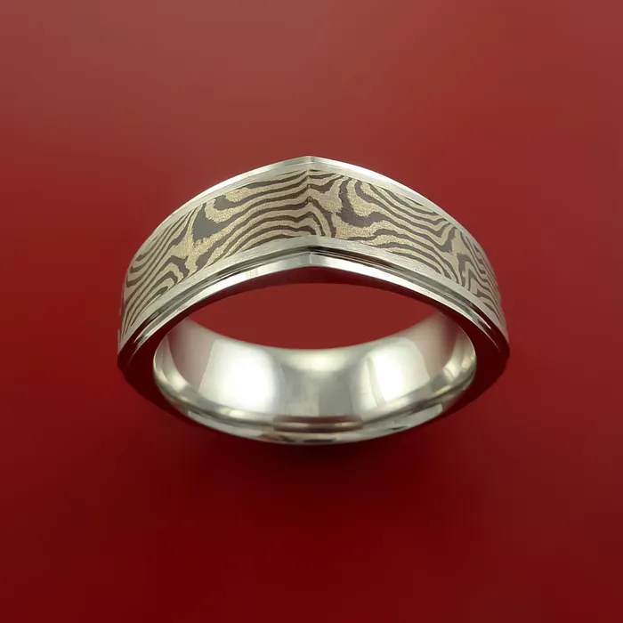 Lashbrook Rings Titanium and 14K White Mokume GOLD Square Ring Custom Made to Any Size 3 to 22 Lashbrook Rings Titanium and 14K White Mokume GOLD Square Ring Custom Made to Any Size 3 to 22