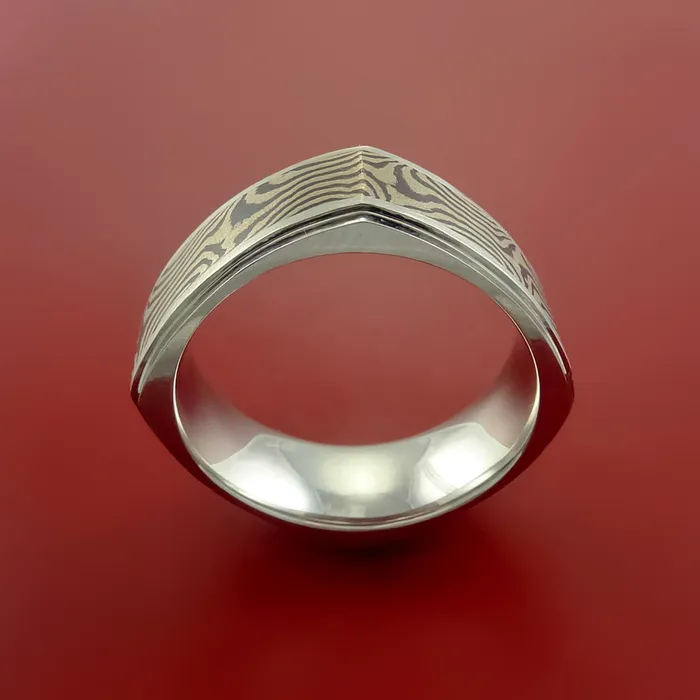 Lashbrook Rings Titanium and 14K White Mokume GOLD Square Ring Custom Made to Any Size 3 to 22 Lashbrook Rings Titanium and 14K White Mokume GOLD Square Ring Custom Made to Any Size 3 to 22