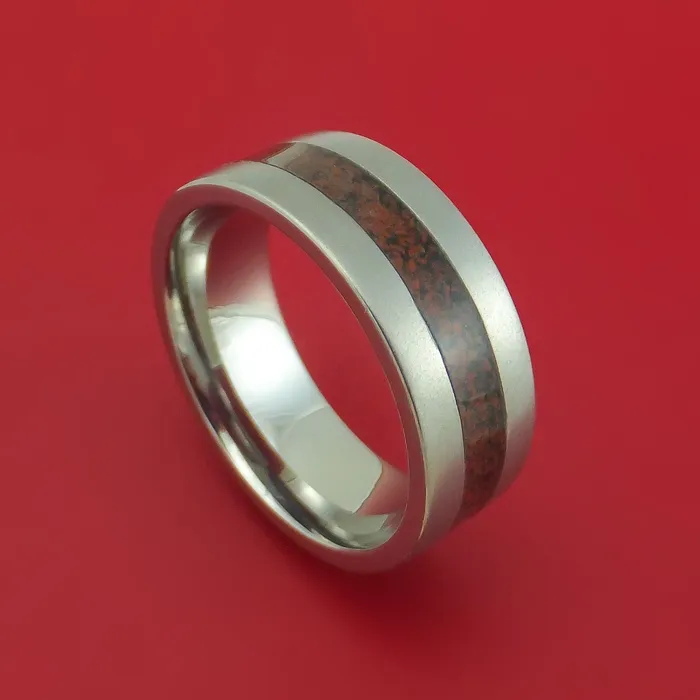 Lashbrook Rings Titanium Ring with Dinosaur Bone Inlay Custom Made Band
