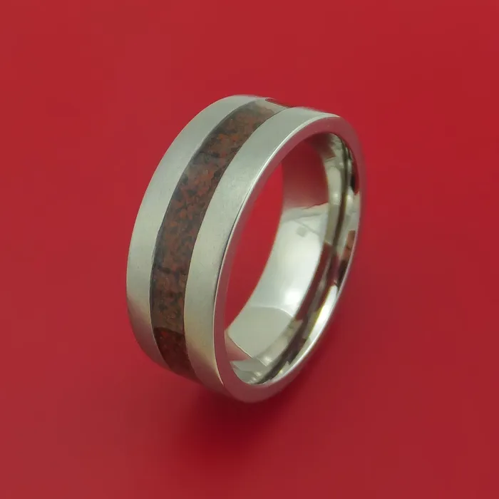 Lashbrook Rings Titanium Ring with Dinosaur Bone Inlay Custom Made Band Lashbrook Rings Titanium Ring with Dinosaur Bone Inlay Custom Made Band