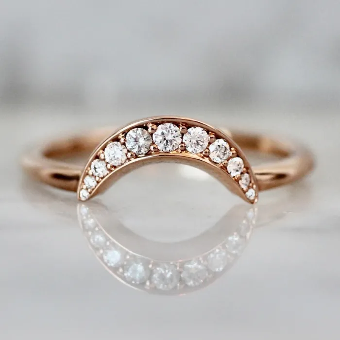 Made By Gem Breakfast Moon Dance Diamond Crescent Band Rings