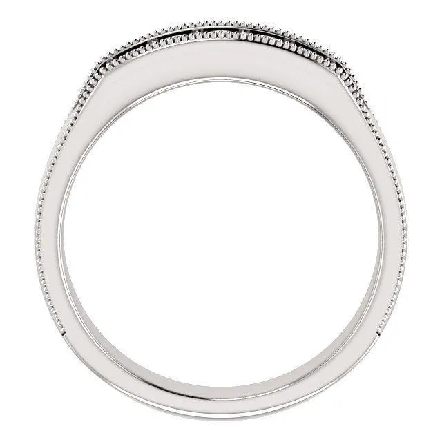 Matthew Round Double Bead Set Milgrain Channel Walls Mens Band Fire Brilliance Rings