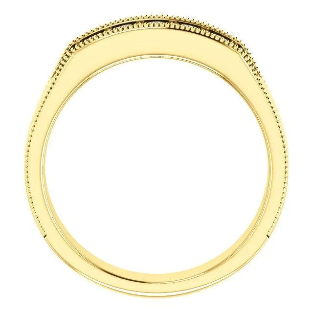 Matthew Round Double Bead Set Milgrain Channel Walls Mens Band Fire Brilliance Rings