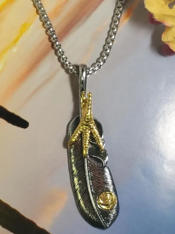 N1442 Silver Feather Pendant Necklace alice Necklaces
