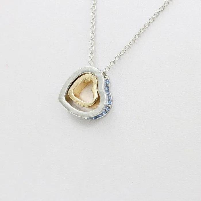 N1705 Silver Gold Heart Light Blue Rhinestones Necklace with FREE Earrings 01 Necklaces N1705 Silver Gold Heart Light Blue Rhinestones Necklace with FREE Earrings 01 Necklaces