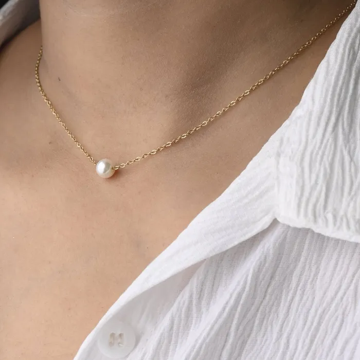Necklaces 14K GoldFilled Dainty Pearl Choker Necklace Jewelvers Necklaces 14K GoldFilled Dainty Pearl Choker Necklace Jewelvers