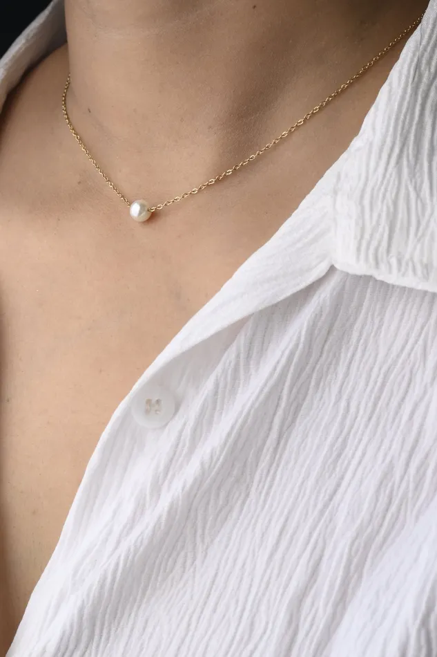 Necklaces 14K GoldFilled Dainty Pearl Choker Necklace Jewelvers Necklaces 14K GoldFilled Dainty Pearl Choker Necklace Jewelvers