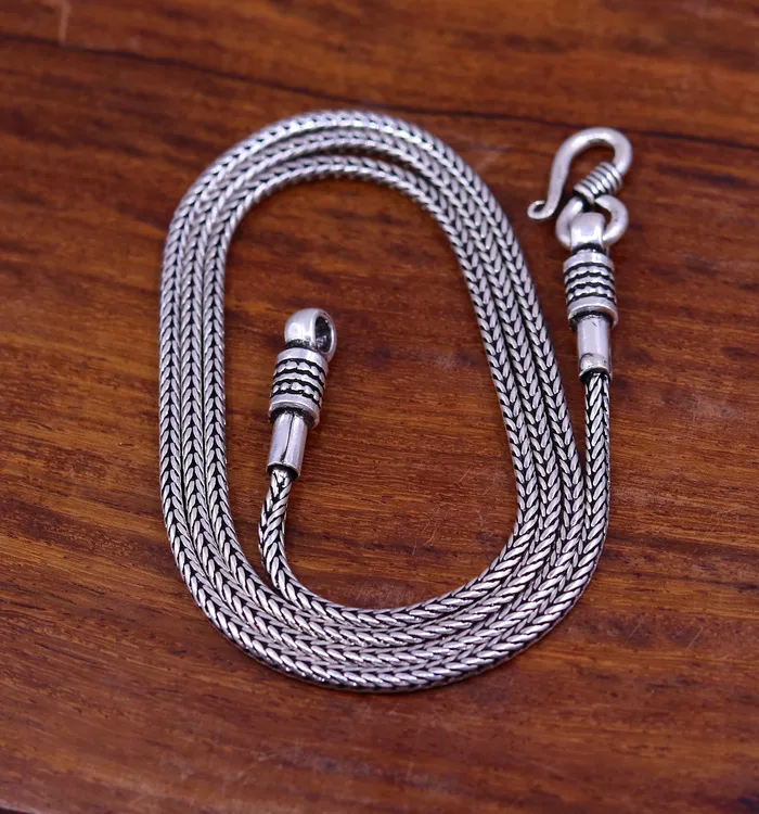 Necklaces 18 to 24 2mm 925 sterling silver vintage style wheat chain necklace screw chain pendant chain for pendant customized necklace jewelry ch70 TRIBAL ORNAMENTS