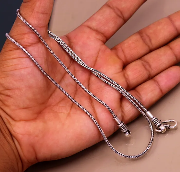 Necklaces 18 to 24 2mm 925 sterling silver vintage style wheat chain necklace screw chain pendant chain for pendant customized necklace jewelry ch70 TRIBAL ORNAMENTS